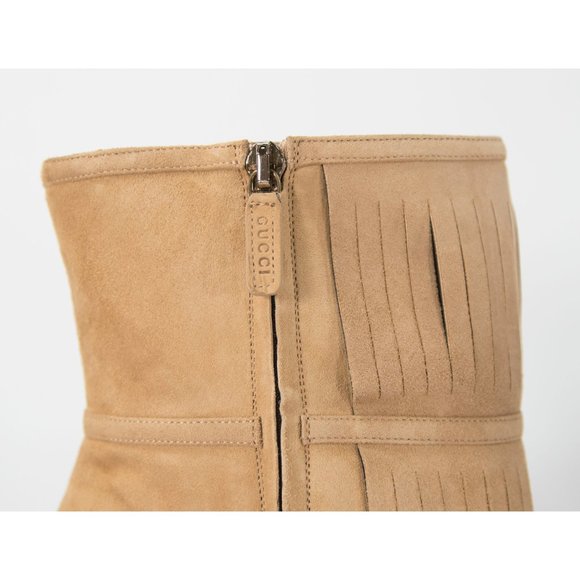 Gucci Scamosciato Camelia Kid Suede Fringe Booties - Picture 4 of 8